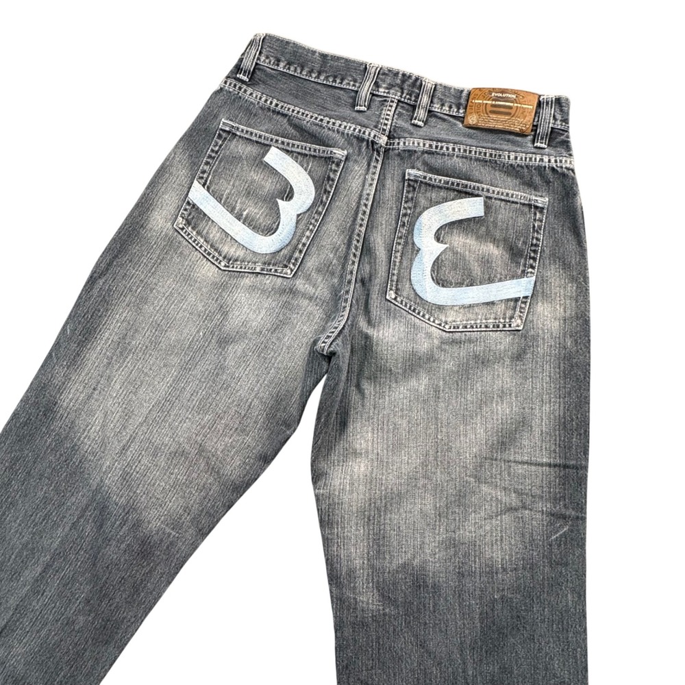 Evolution 1972 Mens Extra Baggy Jeans 33x32 Dark Wash Y2K Skater‎ Denim Vintage